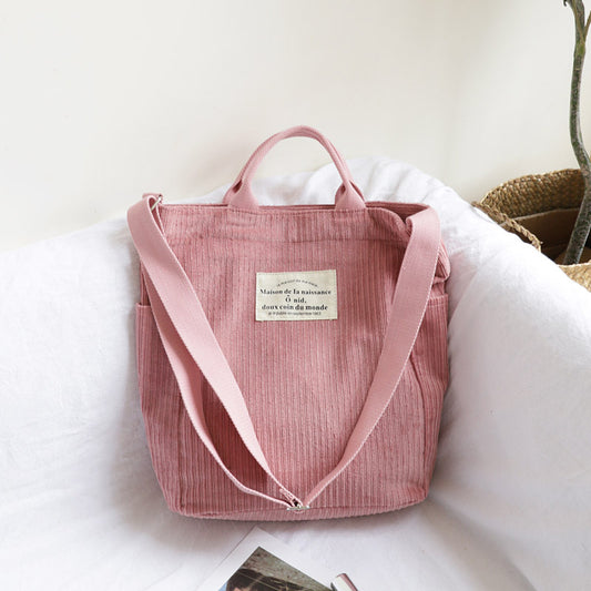 Corduroy Canvas Korean Style Artistic Simple Mori Crossbody Bags