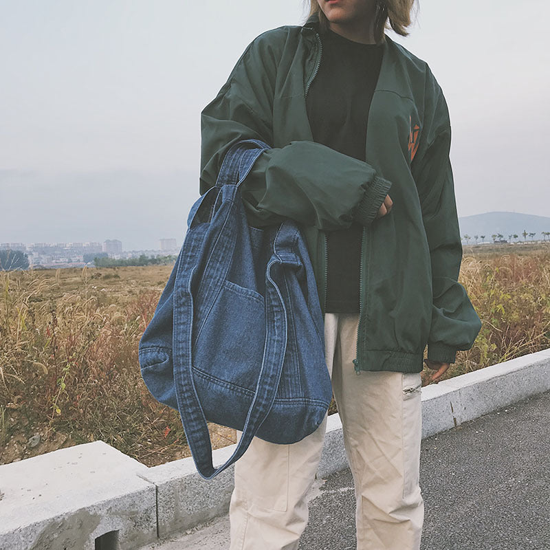 Denim Large Capacity One Shopping Korean Style Crossbody Bags