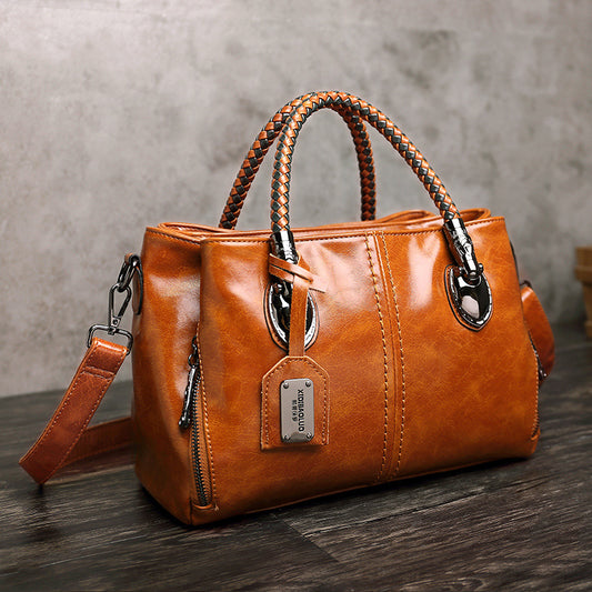 Women's Vintage Hand-held Woven Contrast Color Fashion Practical Large Bags