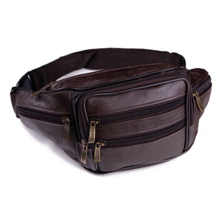 Men's Leather Pocket Multifunctional Waterproof Cell Business Men's Waist Packs