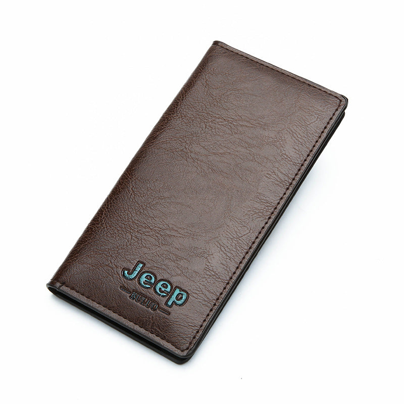 Men's Long Blue Simple Korean Style Multiple Slots Soft Men's Wallets