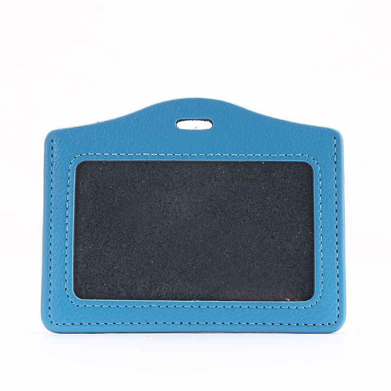 Leather Badge Cover Lanyard Work Permit Card Holder