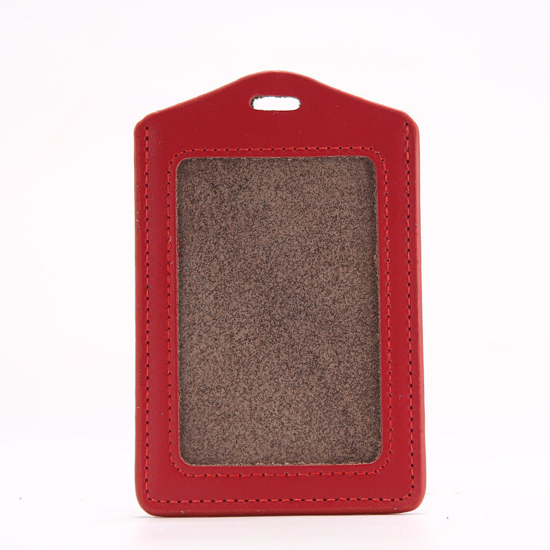 Leather Badge Cover Lanyard Work Permit Card Holder