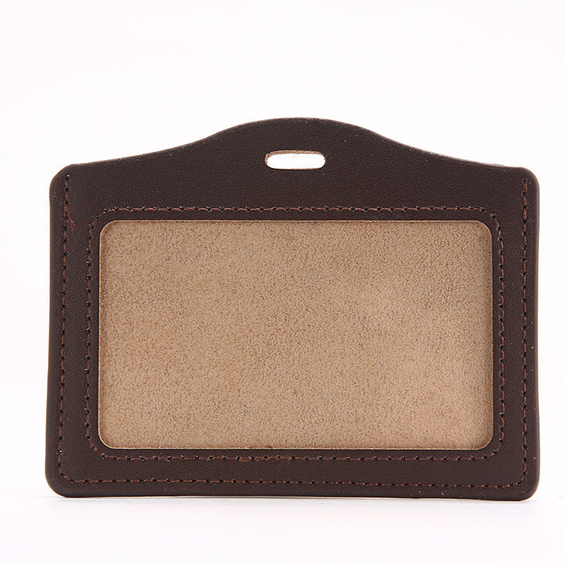 Leather Badge Cover Lanyard Work Permit Card Holder