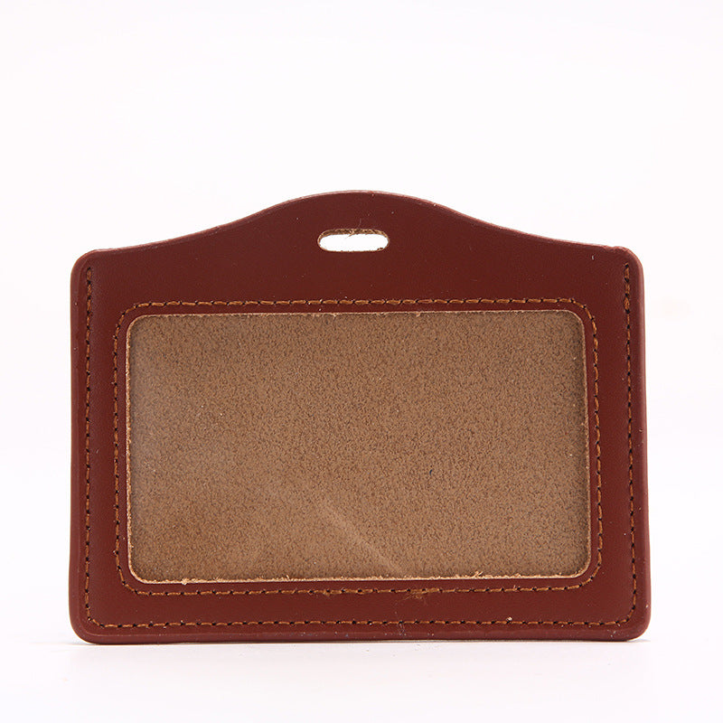Leather Badge Cover Lanyard Work Permit Card Holder
