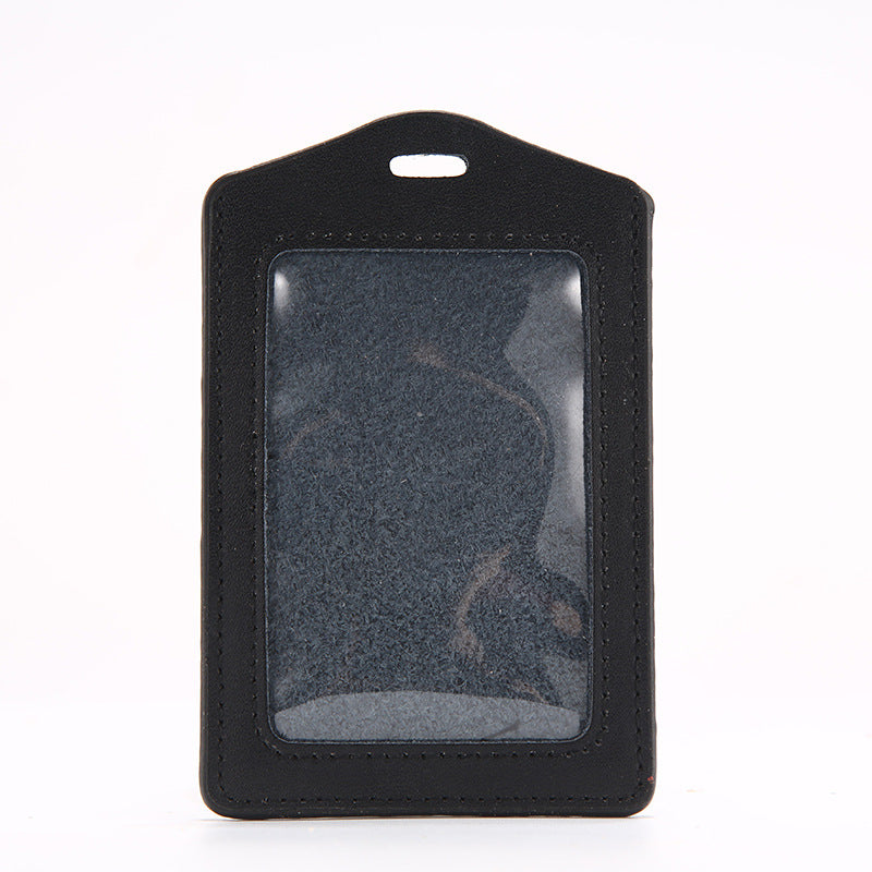 Leather Badge Cover Lanyard Work Permit Card Holder