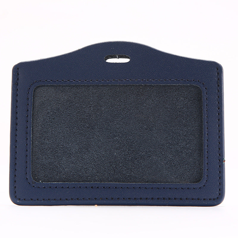 Leather Badge Cover Lanyard Work Permit Card Holder