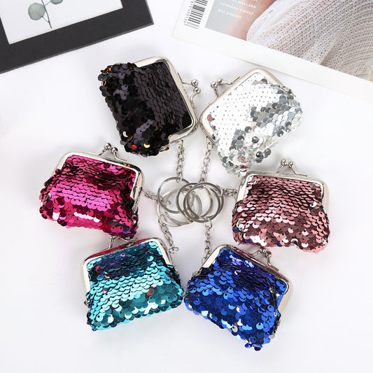 Sequin Portable Clip Mini Earphone Data Cable Coin Purses