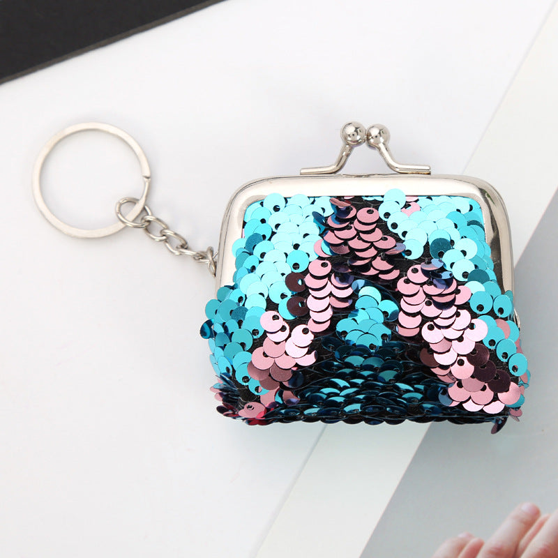 Sequin Portable Clip Mini Earphone Data Cable Coin Purses