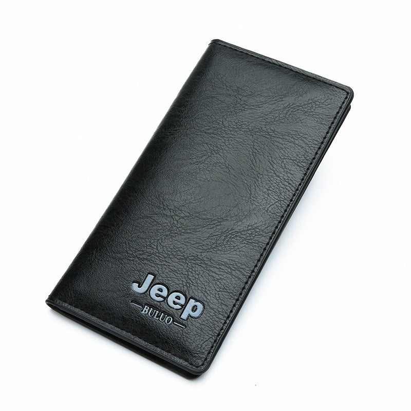 Men's Long Blue Simple Korean Style Multiple Slots Soft Men's Wallets