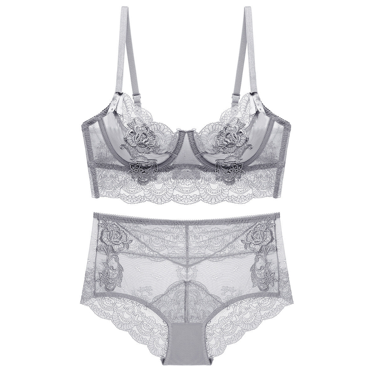 French Style Sexy Lace Mesh Thin Adjustable Accessory Breast Lingerie Sets