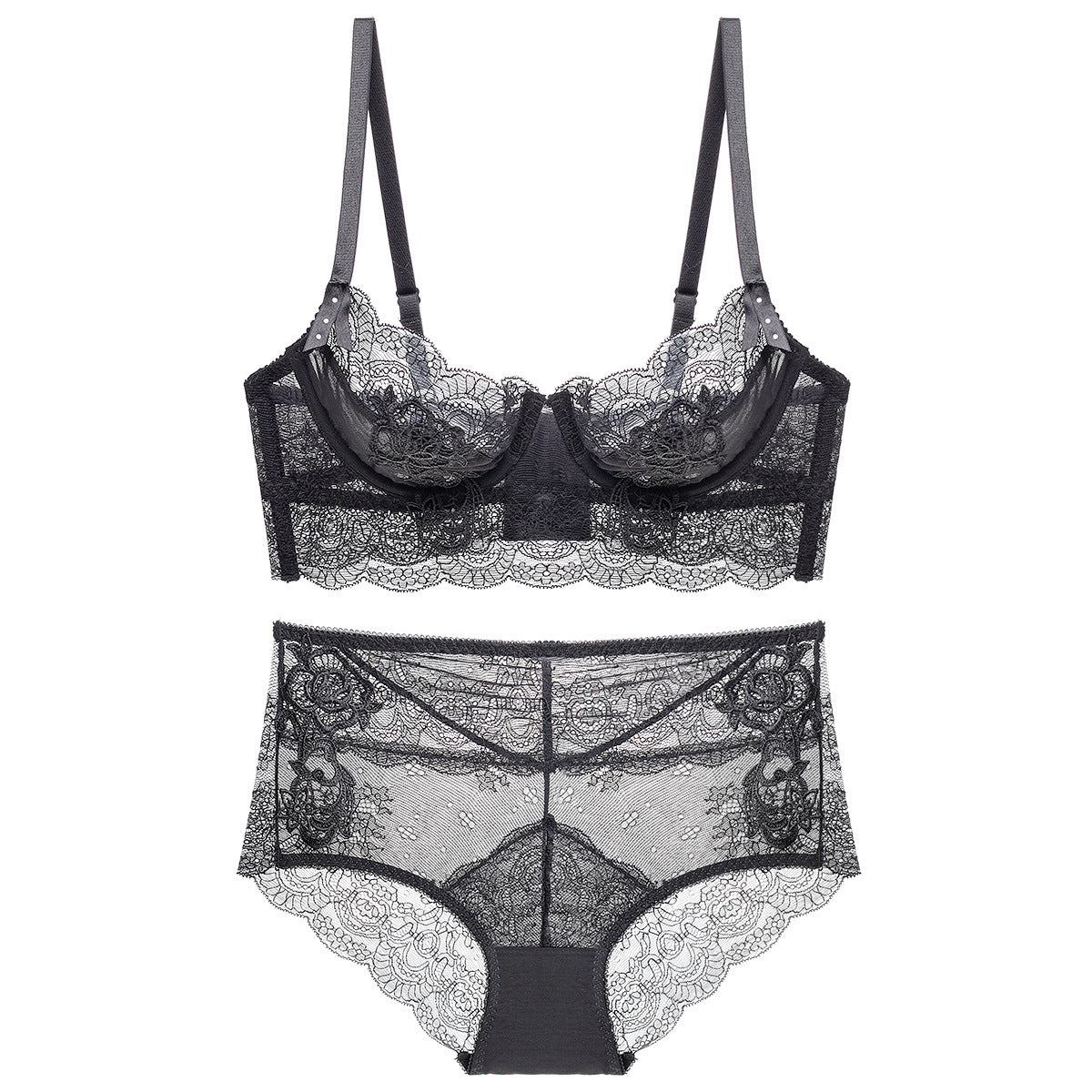 French Style Sexy Lace Mesh Thin Adjustable Accessory Breast Lingerie Sets