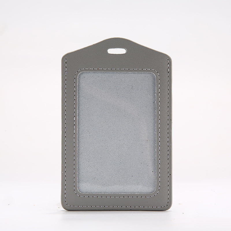 Leather Badge Cover Lanyard Work Permit Card Holder