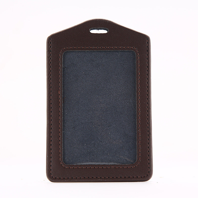 Leather Badge Cover Lanyard Work Permit Card Holder