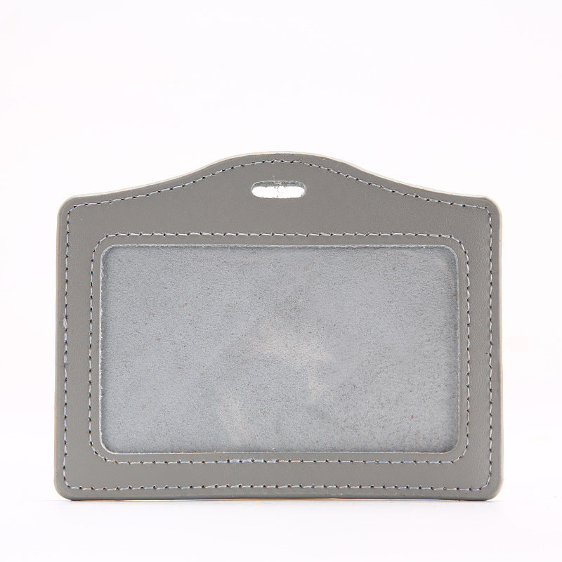 Leather Badge Cover Lanyard Work Permit Card Holder