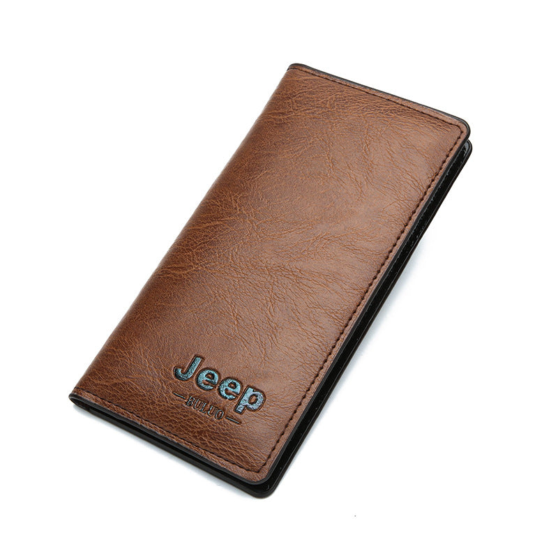 Men's Long Blue Simple Korean Style Multiple Slots Soft Men's Wallets
