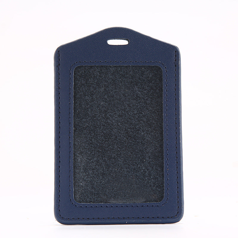 Leather Badge Cover Lanyard Work Permit Card Holder