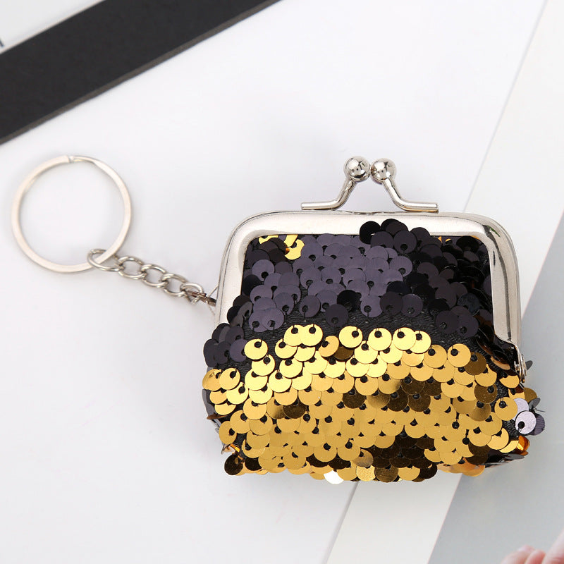 Sequin Portable Clip Mini Earphone Data Cable Coin Purses