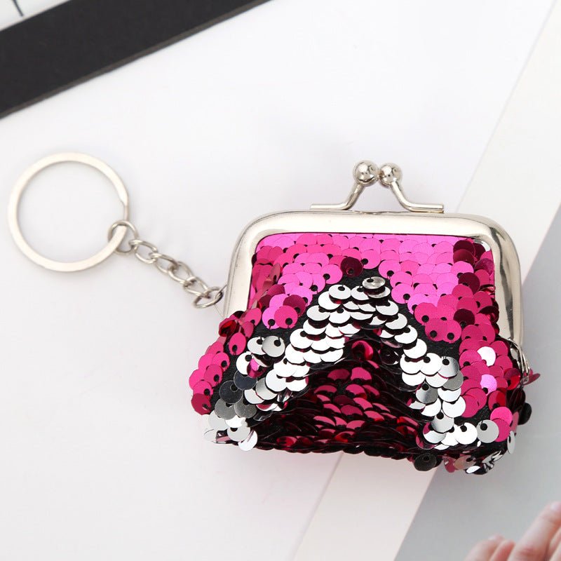 Sequin Portable Clip Mini Earphone Data Cable Coin Purses