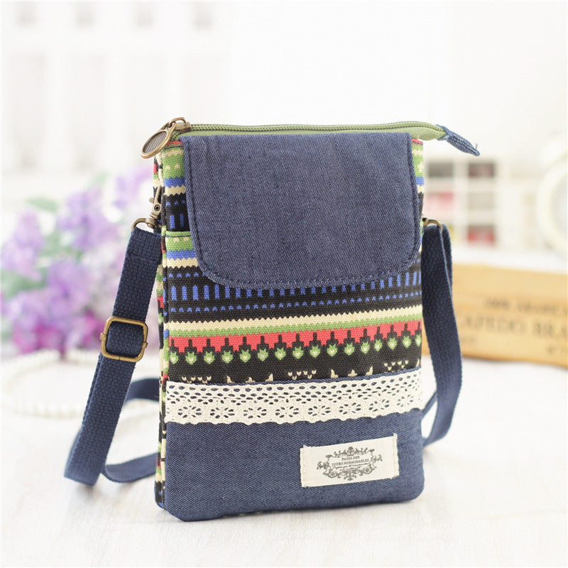 Women's Pastoral Leaves Large Screen Fabric Phone Bags