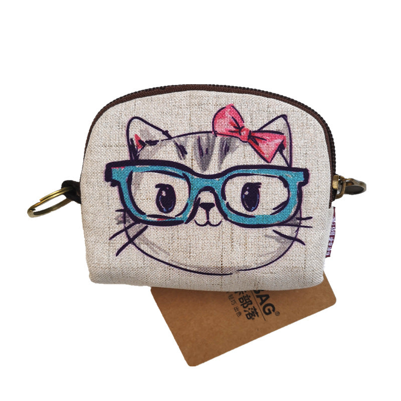 Fashion Cotton Linen Printed Cartoon Change Coin Purses