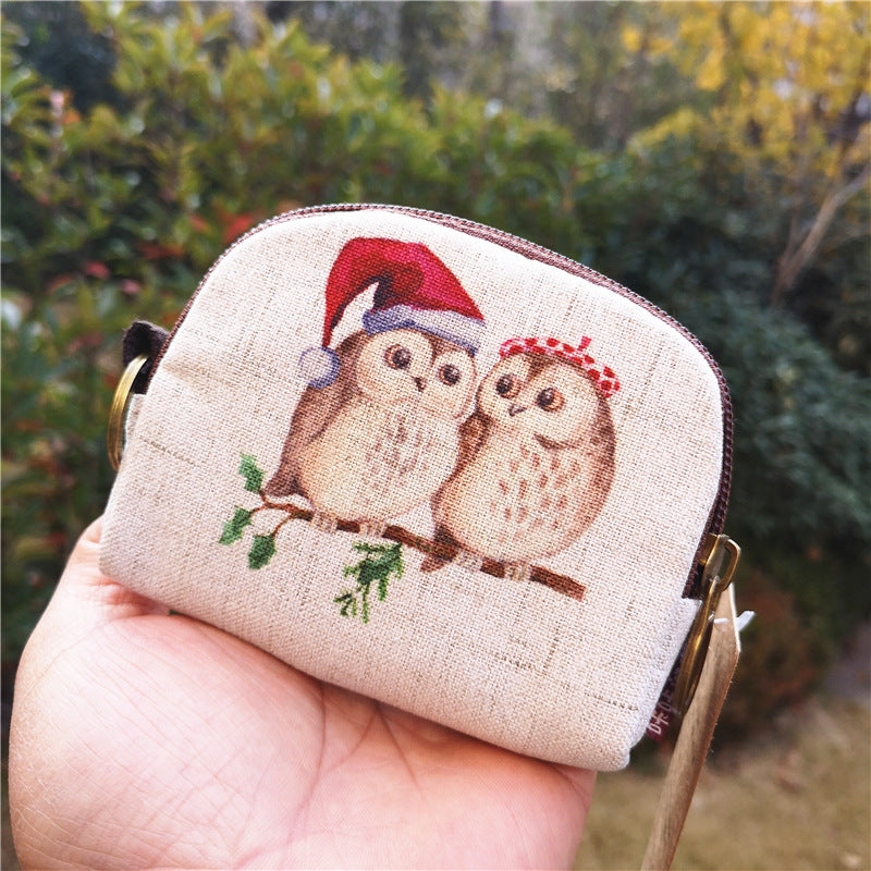 Fashion Cotton Linen Printed Cartoon Change Coin Purses