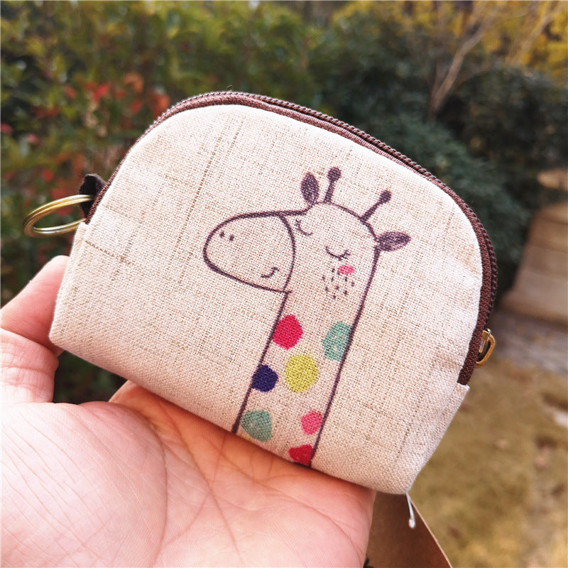 Fashion Cotton Linen Printed Cartoon Change Coin Purses