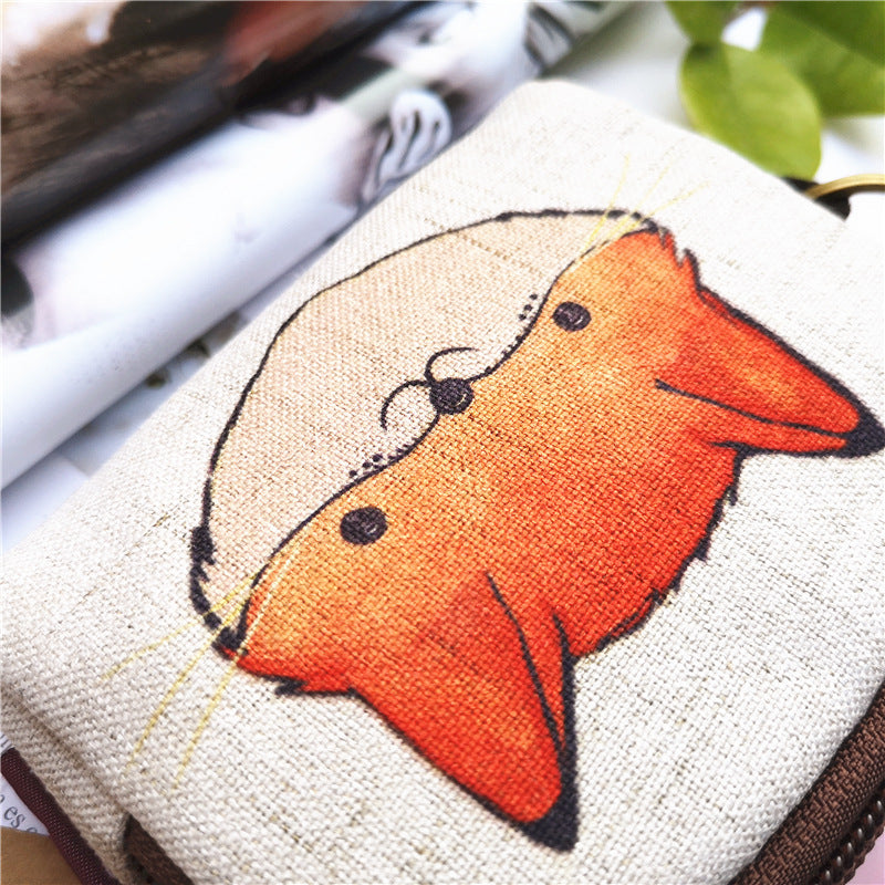Fashion Cotton Linen Printed Cartoon Change Coin Purses