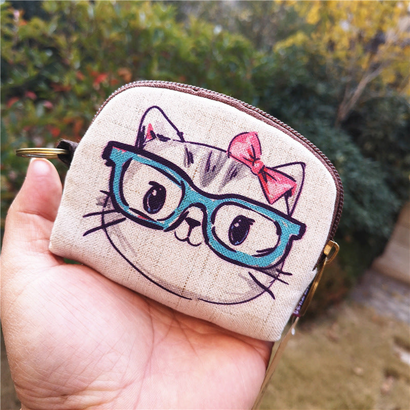 Fashion Cotton Linen Printed Cartoon Change Coin Purses