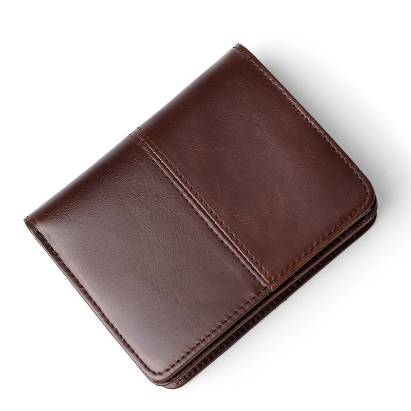 Trendy Men's Leather Blocking Scan Short Lock