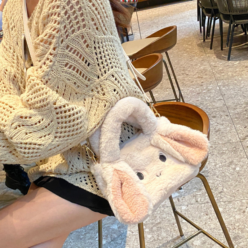Cartoon Rabbit Plush High-grade Large Capacity Cute Women's Messenger Bag