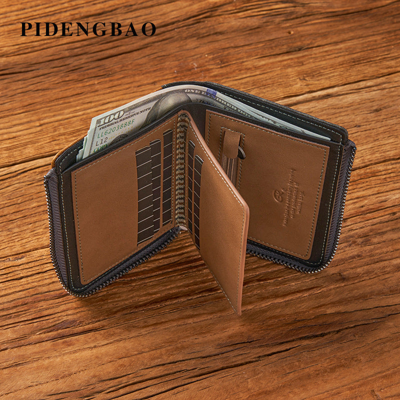 Men's Vertical Business Multifunction Large Capacity Retro Men's Wallet