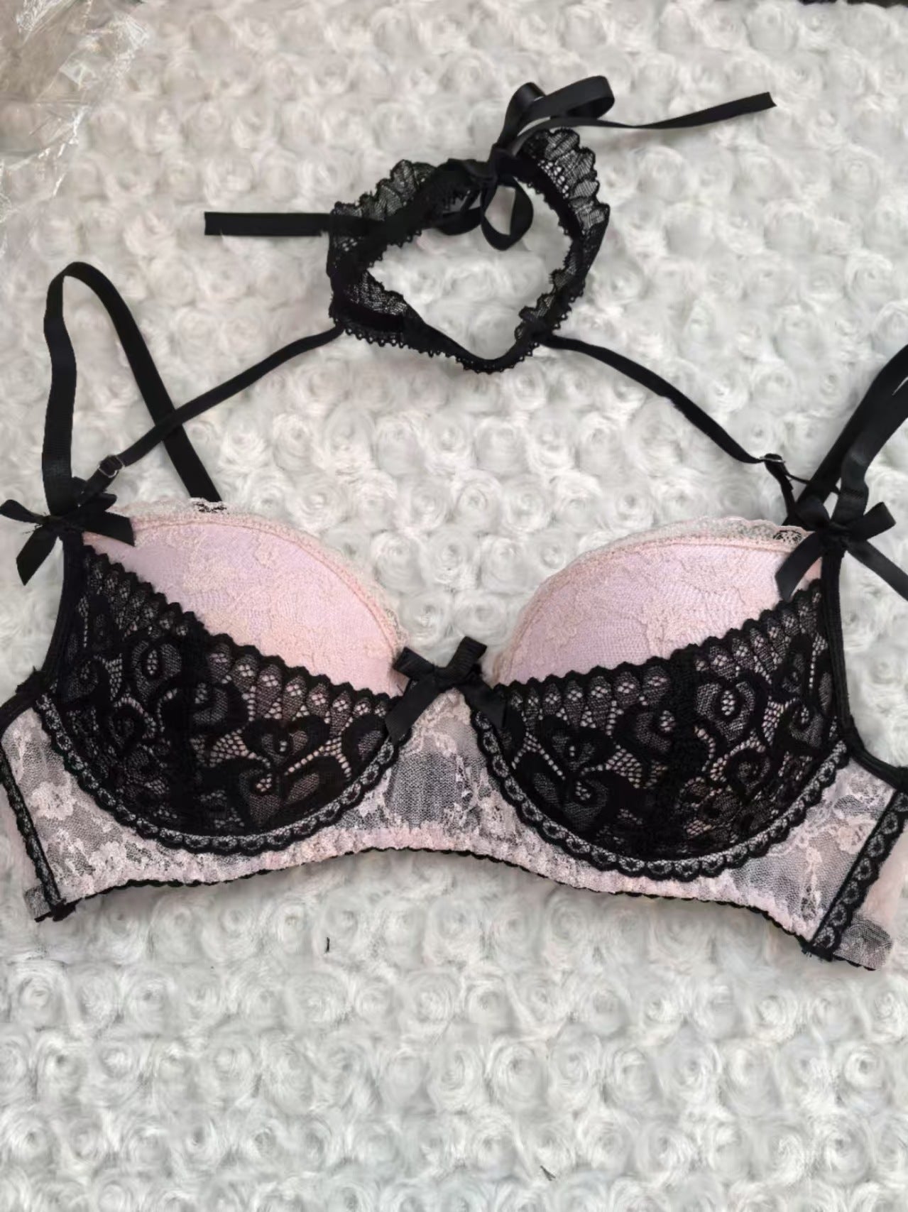 Pure Desire Bow Halter Cotton Cup Steel Lingerie Sets