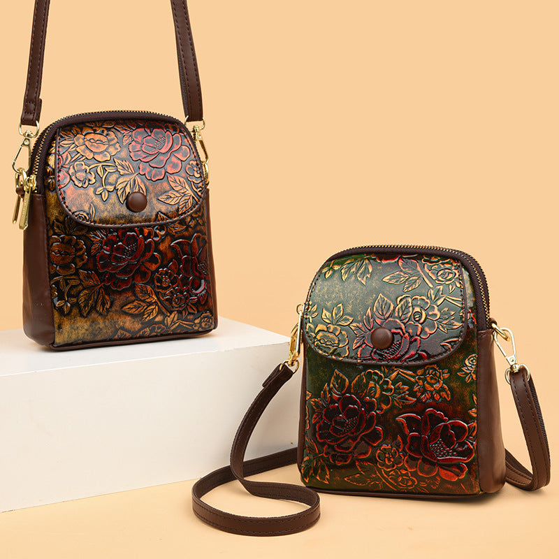 Women's Autumn Fashion Mobile National Style Literary Vertical Phone Bags