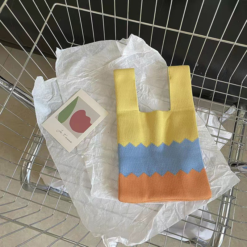 Women's Capacity Striped Knitted Portable Out Bags