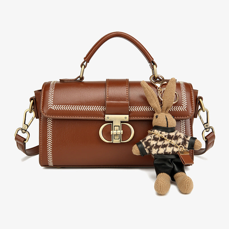 Women's High-grade Boston Round Niche Retro Portable Genuine Leather Fashion Light Women's Messenger Bag
