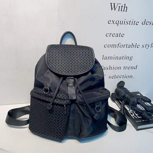 Women's Denim Vintage Drawstring Flip Practical Straps Backpacks