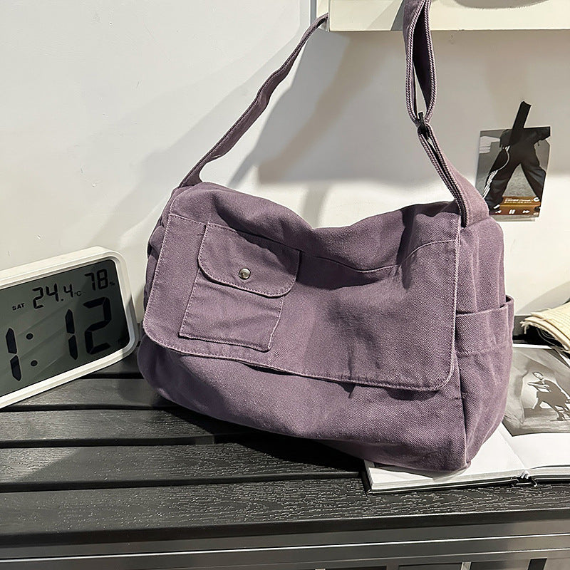 Women's Washed Canvas Literary Retro Large Capacity Women's Messenger Bag