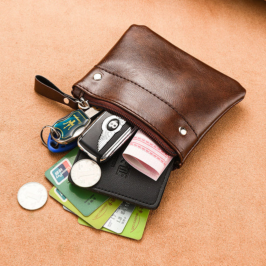 Men's Short Thin Solid Color Pocket Mini Purses