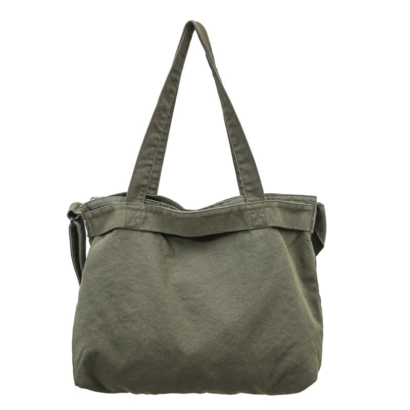 Women's & Men's Large Capacity Washed Canvas Leisure Literary Women's Shoulder Bag