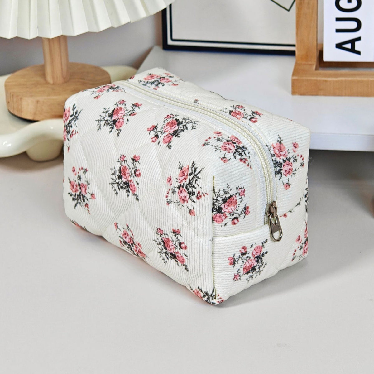 Bear Printing Vertical Large Capacity Portable Pillow Cosmetics Makeup Bag