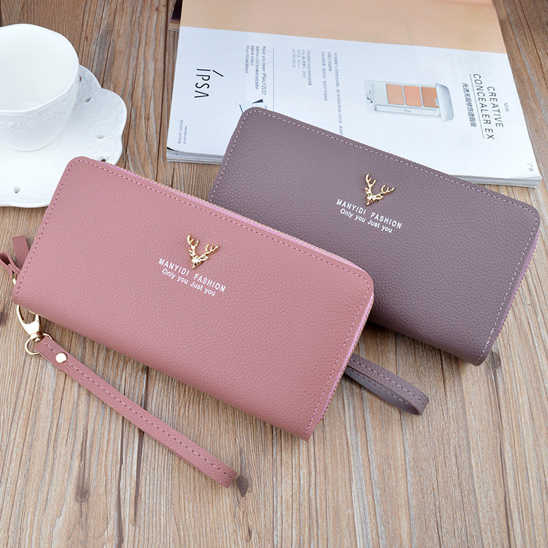 Women's Long Clutch Double Zipper Fashion Simple Large Phone Bags
