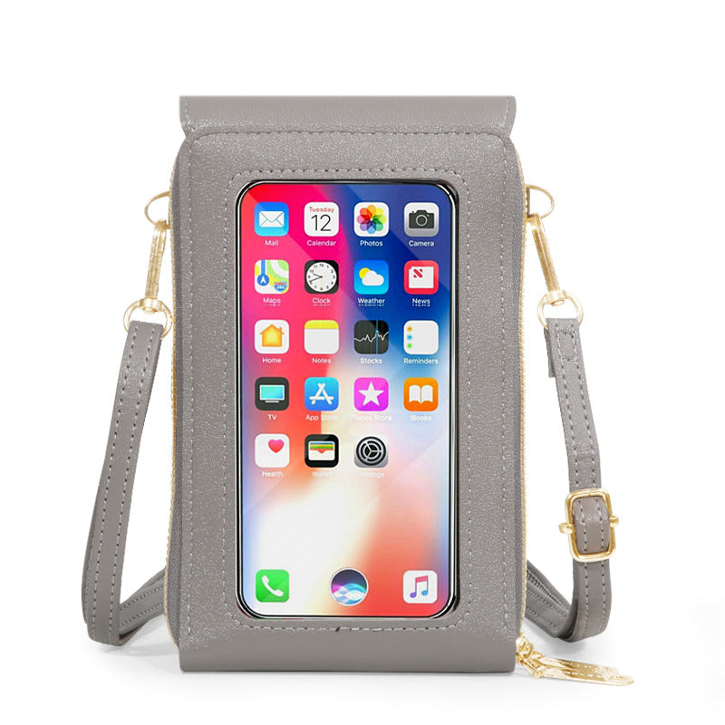 Women's Fashionable Leather Touch Screen Mobile Retro Solid Bags