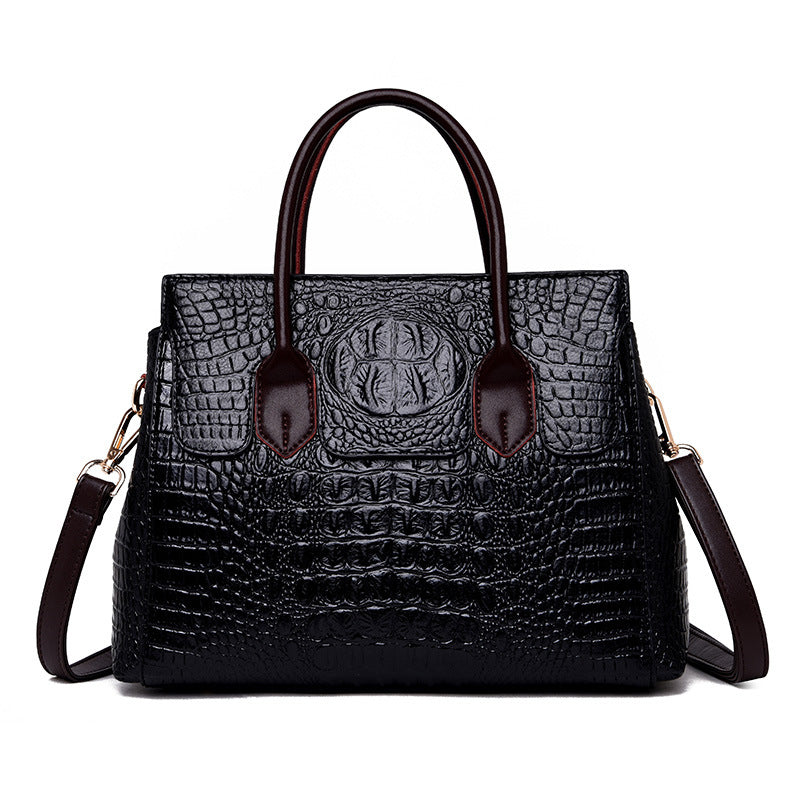 Versatile Women's Crocodile Pattern Fashion Big Handbags