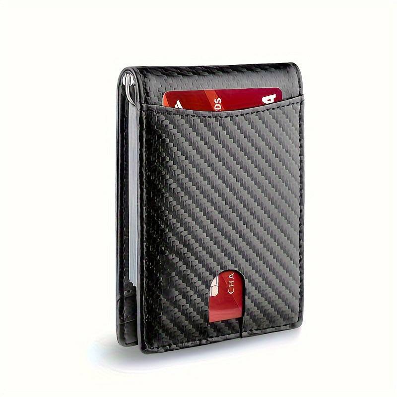Men's Carbon Fiber Multiple Slots Gold Letter Card Holder