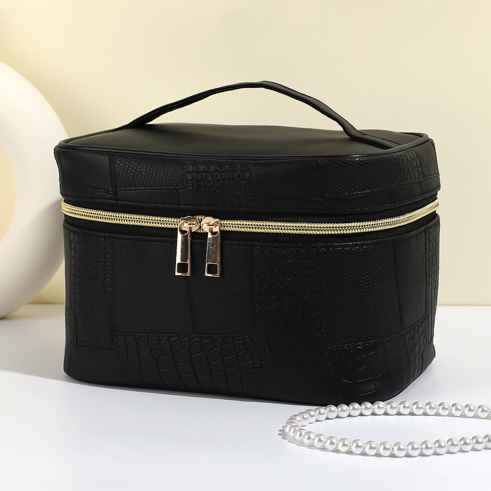 Women's Simple Crocodile Pattern High-grade Large Capacity Storage Waterproof Portable Cosmetic Bags
