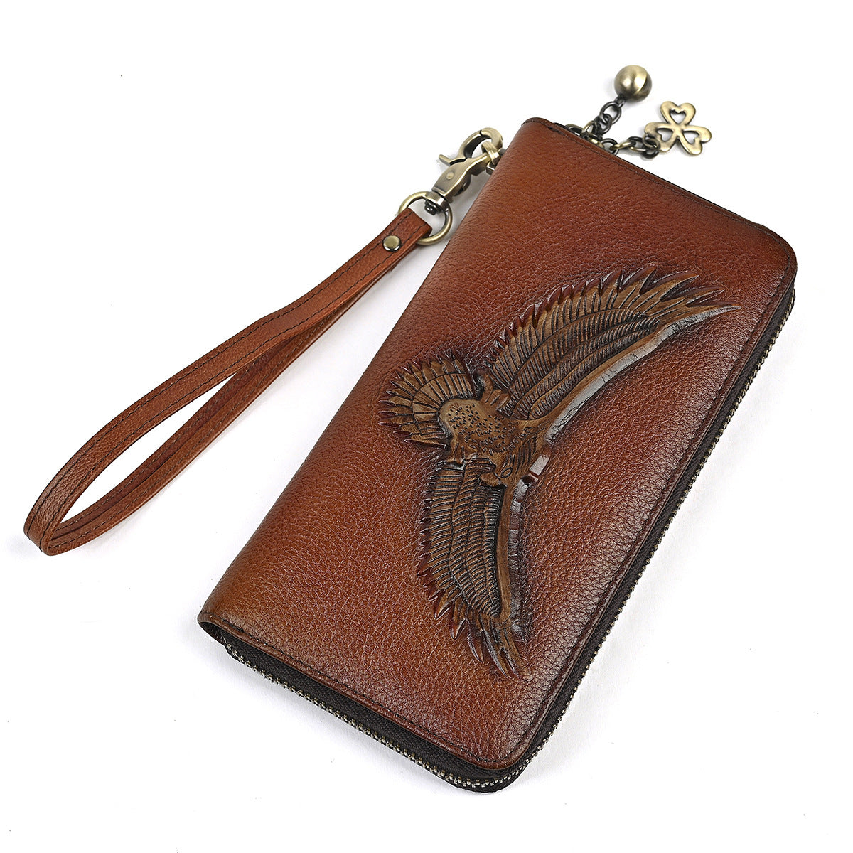 Women's & Men's First Layer Cowhide Long Large Capacity Multi Slots Phone Bags