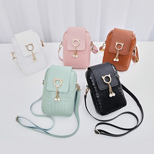 Women's Spring Fashion Woven Mini Pearl Shoulder Bags