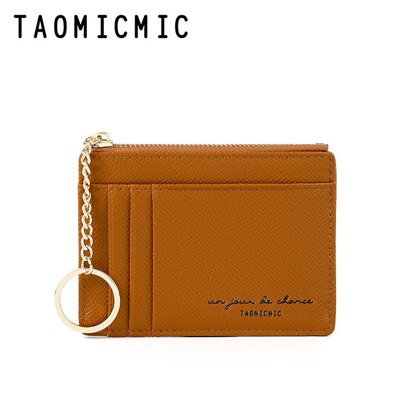 Women's Solid Color Multiple Slots Mini Card Holder