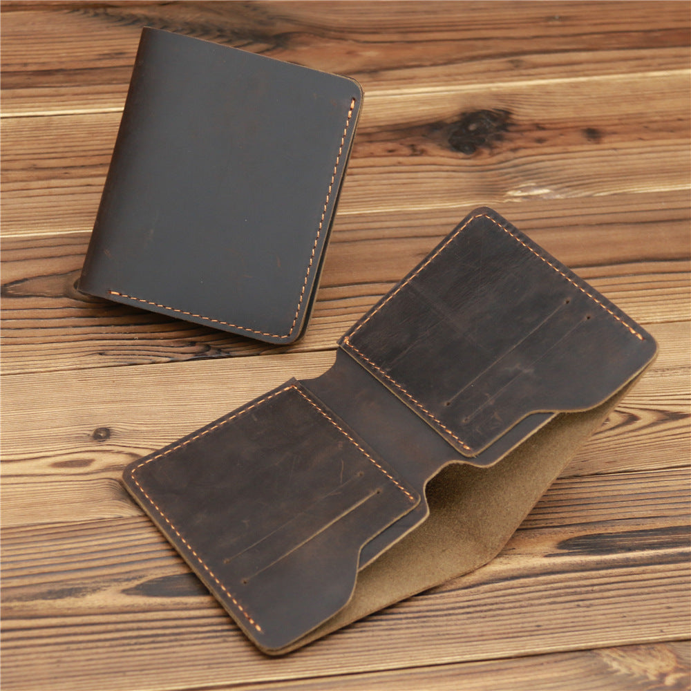 Men's Simple Crazy Horse Leather Genuine Cowhide Card Holder